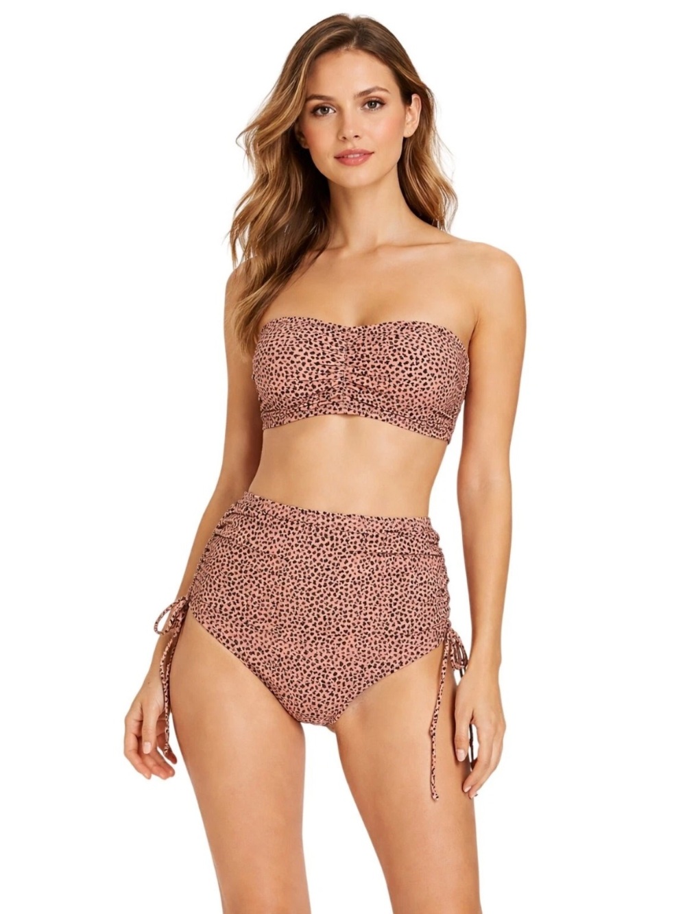 A Pea in the Pod Maternity Convertible High-Waisted Bikini Set Cheetah Ruched